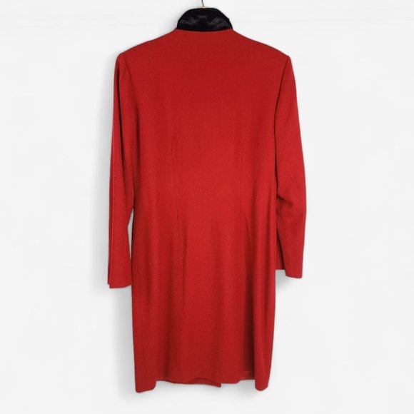 Talbot's Wool Coat Red With Black Velvet Trim Size 8 - Picture 2 of 8